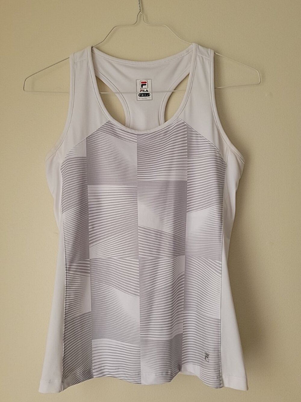 Fila bra top Core Racerback Printed tennis Team Tank White Sz Medium